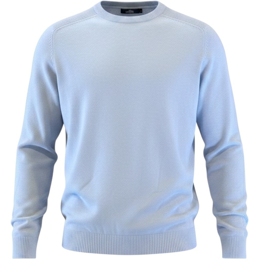 AIOPESON Sweater Mens L Light Blue Crew Neck Viscose Blend Minimalist Preppy NEW